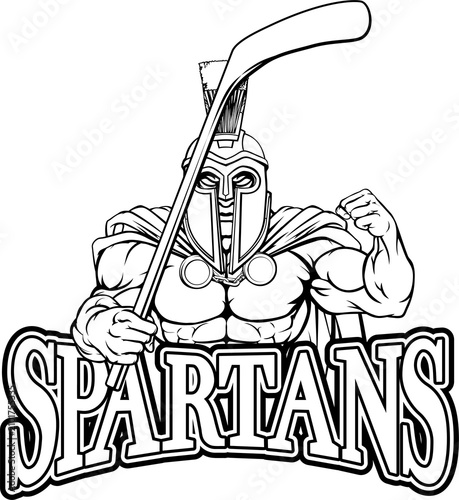 Canvas Print A trojan man ice hockey sports team cartoon mascot