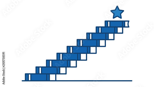 Stairway to Success: An ascending stairway of blue brick blocks leads towards a bright star at the pinnacle, symbolizing the journey towards achieving goals and aspirations.
