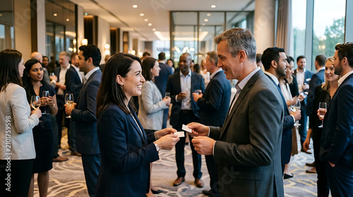 Business Networking Event with Professionals Engaging and Making Connections
