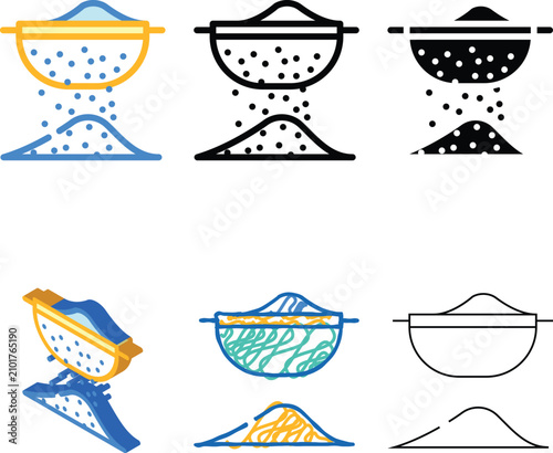 Фотография styleset flour sift color icon vector