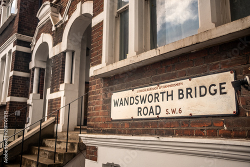 Photography LONDON - Wandsworth Bridge Road Street Sign – Classic London street sign in SW6, Fulham