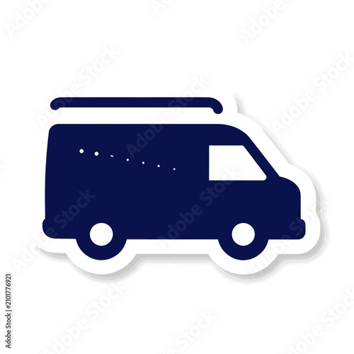 Blue delivery van icon silhouette isolated on white background representing logistics, shipping, transport service, courier, and cargo moving for e-commerce and distribution concepts