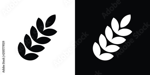 Photos Diagonally tilted modern wheat ear icon graphic layout rendered in clean black and white minimalist split vector variations