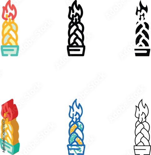 Fotografía havdalah candle jewish color icon vector
