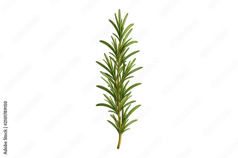 Naklejka premium Fresh green rosemary herb sprig isolated on white background
