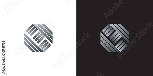 Bild auf Leinwand Two identical geometric patterns on white and black backgrounds