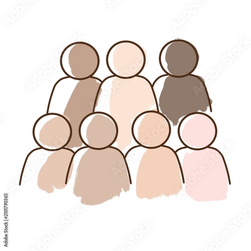 Crowd of people, group teamwork illustration on white background pattern  people