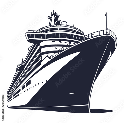 Large cruise ship with multiple decks and a flag on top  ocean travel vessel
