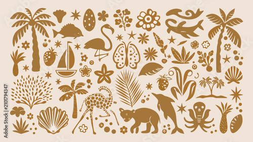 Photography Tropical Safari Silhouettes A Monochromatic Collection Of Animals Plants And Sea