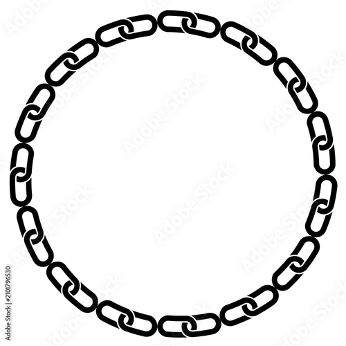 Chain links formed into a perfect circle represent connectivity and strength in a minimalist design.