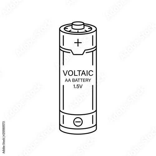 Bild auf Leinwand Voltaic AA 1.5V battery line art illustration.