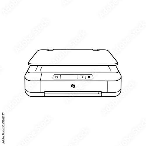 Inkjet printer and scanner front view.