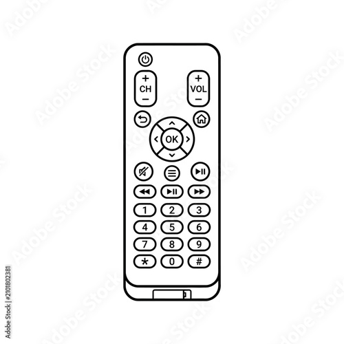 Television remote control with buttons.