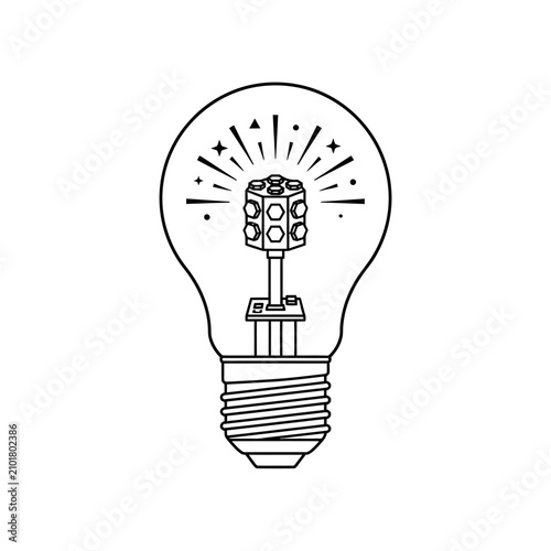 LED light bulb line drawing with complex internal diodes