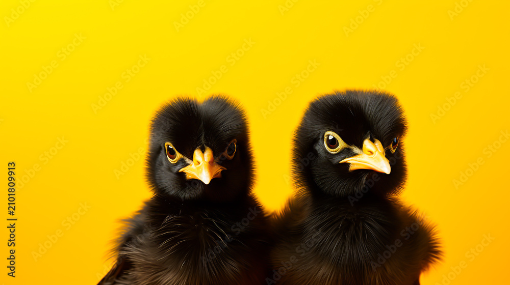Fototapeta premium Two cute black chicks.