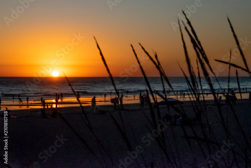 Foto Sunset landscape scene at Palmar de Vejer beach, Spain