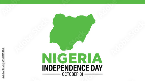 Nigeria independence day celebration vector design with green country map silhouette and bold typography on white background