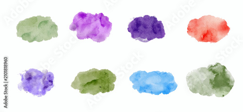 Set of abstract watercolor multicolored