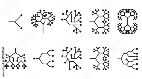 Business decision making and strategic path line art vector icon set for corporate choice