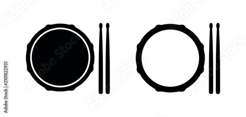 Canvastavla Snare drum and drumsticks top view icons