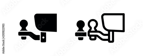 Car tow bar with trailer hitch ball vector icon set, vehicle accessory for towing and transportation.