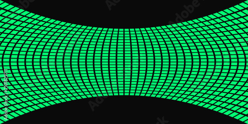 Curved green grid wall modern architectural digital display