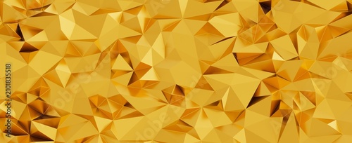 фотографія Shiny golden abstract geometric texture with low poly facets