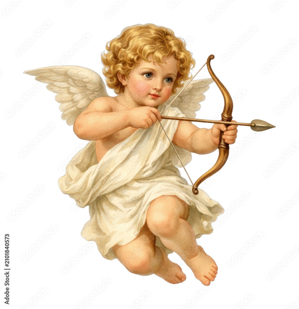 Fototapeta premium PNG Cherubic angel with bow illustration.
