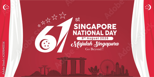Obraz na płótnie Singapore National Day 2026 horizontal banner template