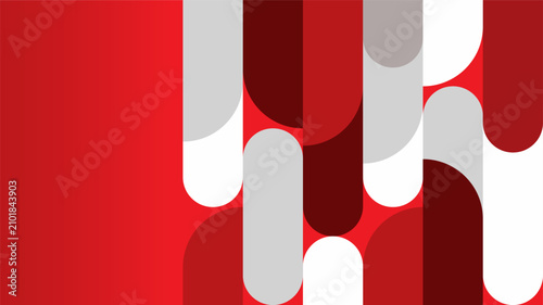 Colorful abstract vertical capsule pattern background. Red, grey, and white pill-shaped elements on red base. Modern infographic style