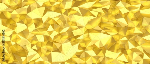 Quadro su tela Detailed golden low poly geometric texture abstract background pattern