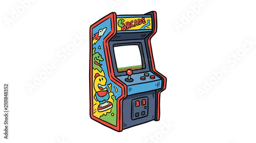 Cute kawaii retro arcade machine vector