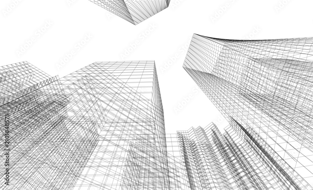 Fototapeta premium architectural buildings vector 3d illustration 