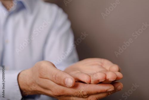 Close up shot of a man in a...