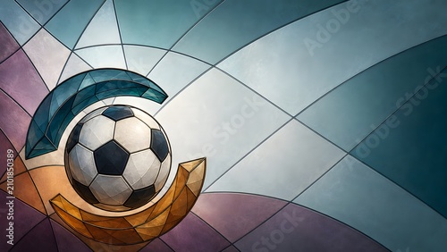 sports football ball in a colorful stained glass design

