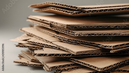 Stacked corrugated cardboard sheets for recycling and packaging