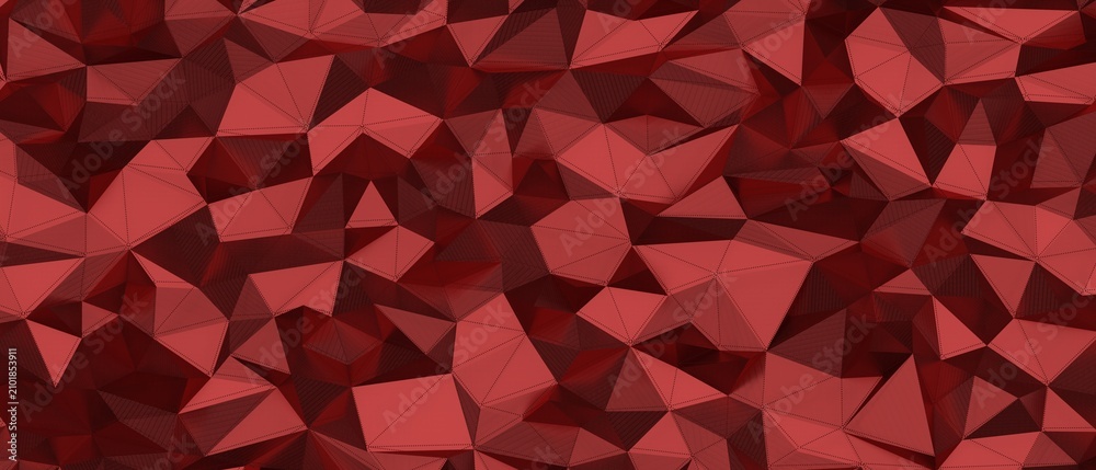 Naklejka premium Seamless abstract geometric red low poly texture background design pattern