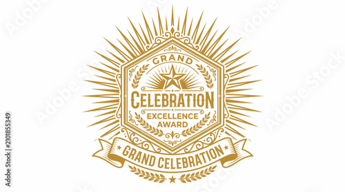 Schilderij op canvas Golden award emblem with sunburst design.