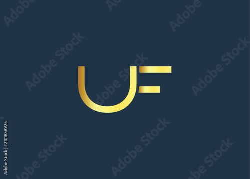 Luxury Gold UF Monogram Logo design. Luxury Minimalist Corporate Branding And Identity Design For Business