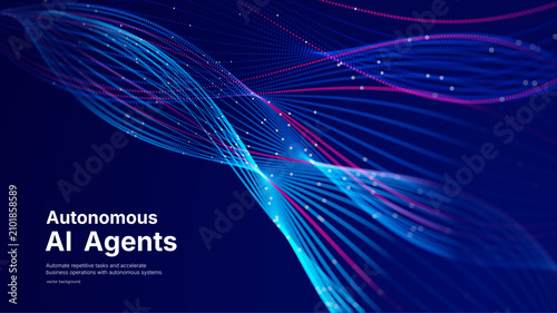 Futuristic digital transformation concept with dynamic neon lines and information flow. Modern technology backdrop for automation, cloud computing AI solutions enterprise modernization and innovation.