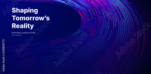 Futuristic data array visualization with flowing particle waves and digital interface representing big data analysis, pattern recognition, artificial intelligence, machine learning vector background