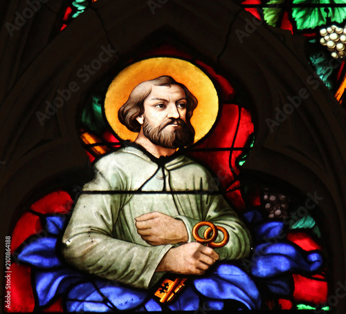 Saint Peter apostle, stained glass window from Saint Germain-l'Auxerrois church, Paris