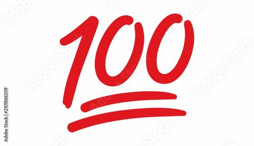 Bold red hundred points emoji icon, perfect for success, achievement, and social media designs.