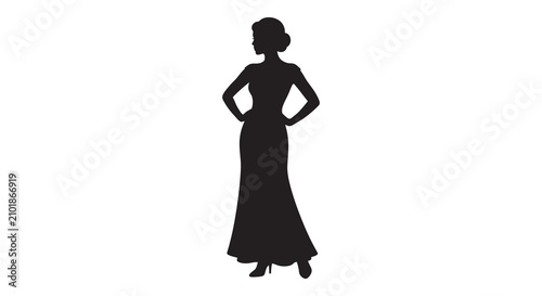 Bild auf Leinwand Woman in evening gown full body silhouette