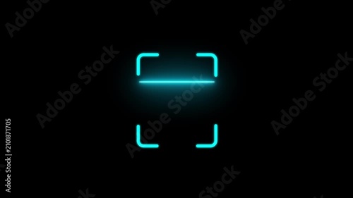 Digital scanner icon. animation glows with neon shine effect in smooth motion. corner brackets on a black background Scanning icon animation with minimal lines Motion Graphics.