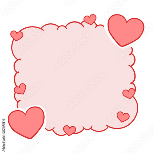 Pink Cloud Frame with Hearts Isolated
