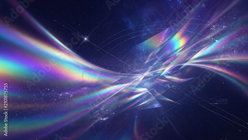 Abstract cosmic background with colorful light waves and stars perfect for science and technology themes