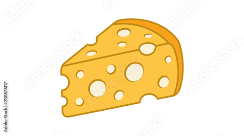 Foto A single slice of yellow Swiss cheese with holes isolated on a white background
