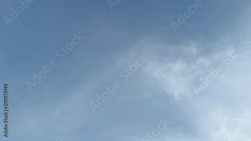 Clear blue sky with soft white clouds moving slowly background video