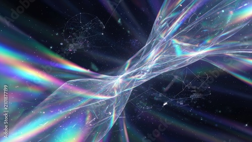 Abstract cosmic waves colorful light patterns in a celestial space environment with ethereal glow and starry background